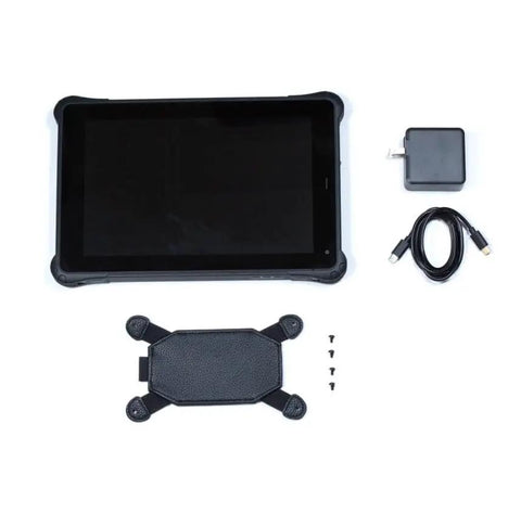 Rugged 10.1 Inch Tablet Built Tough With Celeron N5100, 8GB RAM, 128GB SSD, Windows 11 Pro, IP67 Rated, Gorilla Glass shown with accessories