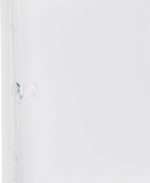 Close-up of 10 X 14 Inch White Steel Drywall Access Panel With Slick 145 Degree Swing Door for plumbing and electrical upgrades.
