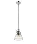 Hines Mini Pendant Light For Kitchen Island And Dining Room, Transitional Ceiling Fixture in chrome finish with seeded glass