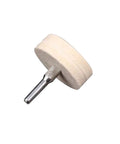 2 Inch Compressed Wool Fabric Disc Grinder For Jewelry Polishing And Carving Fine Buffing Pads, white wool pad with metal shaft.