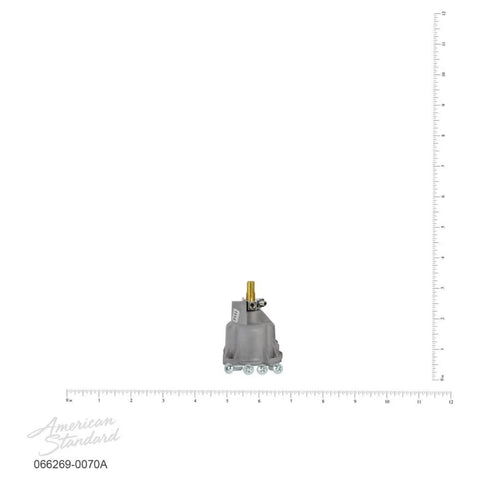 UltraMix Faucet Valve Cartridge Replacement For Hampton Bath And Shower Faucets, gray plastic fitting, front view with measurements