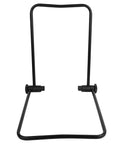 Front view of black frame from Aluminum Bike Trainer Stand With Storage Rack For Mountain Road And Folding Bikes Adjustable Repair Stand Durable Rust Proof Maintenance Station For Home Garage And Workshop Area