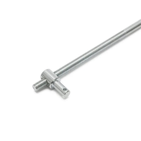 Universal Throttle Linkage Rod Kit For Classic Chevys 14.96 Inch Adjustable Accelerator Clip Made From Beefy Carbon Steel With White Zinc Plating Non Cable Linkage Works On 1967 1969 Camaro Nova Chevelle El Camino threaded rod close-up