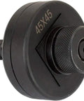 Hydraulic Knockout Punch And Die Set For One Sixteenth DIN Panels 45x45mm, 22mm Draw Stud, black metal, side view.