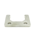 Waterjet adapter plate; metal silver finish with two mounting holes and a U-shaped notch.