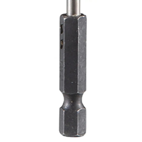 9/64 Inch Countersink Drill Bit With 1/4 Inch Hex Shank for Easy Predrilling of Wood Screws, close-up side view.