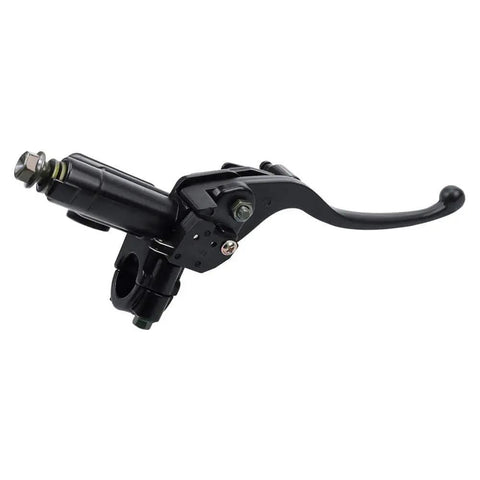 Left Hand Hydraulic Brake Lever Master Cylinder for Mini Bike ATV Quad Dirt Bikes, Seven Eighths Inch, side view, black metal