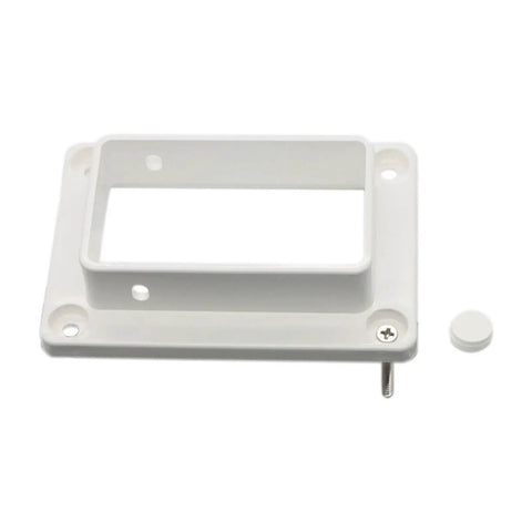 Top Shelf 2 Pack Slotted Handrail Bracket Kit For White Vinyl Fencing 2 By 3 5 Inch Post Mount with white bracket and screw.