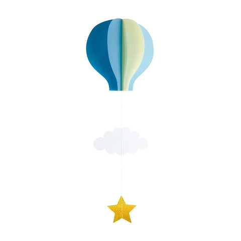 Colorful Hot Air Balloon Paper Decorations 4 Pack with Clouds and Stars Hanging Garland for Kids Room Decor and Party Backdrops