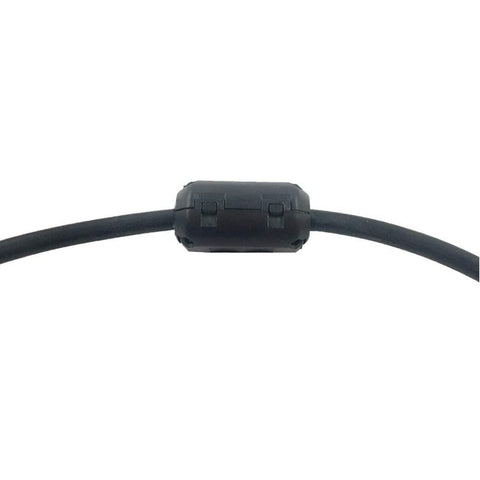 20 Pack Clip-On Ferrite Ring Cores For Dope RFI EMI Noise Suppression attached to a black cable, showing easy snap-on feature.