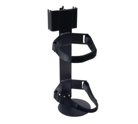 Fire Extinguisher Mounting Bracket For E Track And X Track Systems, 22 Lbs WLL, Heavy Duty Steel With Black Powder Coat, Two Velcro Straps
