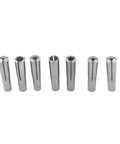 7 Piece MT Collet Set For 2MT MT2 Round Chuck Sizes 1/8 Inch to 1/2 Inch, tool steel hardened and ground, front view