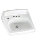 Lucerne Wall Mount Lavatory Sink With 4 Inch Faucet Centers And Extra Left Hole White Includes Wall Hanger For Quick Mount