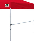 Red pop-up tent with 2 Pack Canopy Rail Bars For Pop Up Tents, 10ft Universal Half Wall Support Kit With Connectors visible.