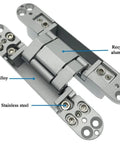 Heavy Duty Invisible Concealed 3 Way Adjustable Butt Hinge For Wooden Doors With 180 Degree Opening Zinc Aluminum Alloy 6 By 2.5 By 1 Inch Built To Last Easy Install For Commercial Residential Industrial Doors