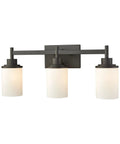 Belmar 3 Light Bath Vanity Light In Oil Rubbed Bronze With Opal White Glass, 22 In Wide, 9 In High, 6 In Extension, wall mount view