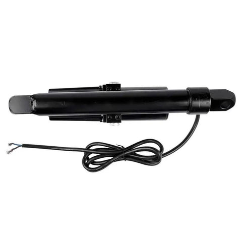 Heavy Duty DC 12V Hydraulic Power Unit With 10 Inch Stroke For Electric Linear Actuators Built Tough To Move Anything At No Sweat Up To 2300 Lbs Industrial Workshop Essential with power cables visible.