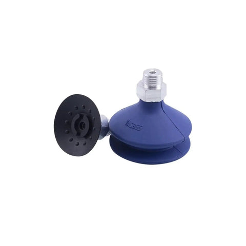 Industrial Vacuum Suction Cup Set With Durable Silicone And Nitrile Rubber Handles Heavy Loads Smoothly Available In Seven Sizes From 15mm To 125mm For Reliable Manipulator Performance In Tough Factory Environments Without Breaking A Sweat - blue suction cup with dual rubber rings.