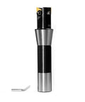Beefy Indexable End Mill With R8 Shank One Inch Cutting Diameter And Five And Nine Sixteenths Inch Length Built For Smooth Milling Tin Coated TPG22 Inserts Two Flutes Includes Two TPCN1103PDTR Inserts For Metalworking