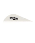 Blazer Vane 2 Inch White Archery Vanes Pack Of 36 No Primers Needed Easy Adhesion With AR1000 Material viewed from side angle