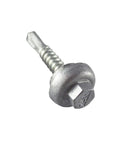 Close-up of Long Life Galvanized Purlin And Framing Screw 12 By 1-1/4 Self-Tapping Roofing Fastener With EPDM Washer Hex Head 250-Piece Set