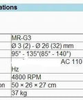 Specifications table for Badass Heavy Duty Angle Drill Bit Sharpener For 3 To 26 Millimeter Twist Bits With 95 To 135 Degree Grinding Angle.