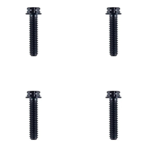 Black Titanium Handlebar Clamp Bolts And Brake Clutch Perch Screws, lightweight heavy duty fasteners, black finish, set of four.