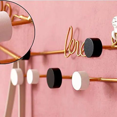Dope Gold or Black Iron Wall Hook Shelf Decorative Rack for Keys Coats and Hats Perfect for Front Door Entryway with round hooks.
