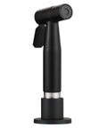 Stainless Steel Kitchen Sink Side Sprayer Set With Pull Out Hose And Holder, Black Finish, One Touch Lever, Deck Mount Spray Head