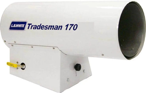 Pro Level Portable Natural Gas Heater Delivering 125k To 170k Btu Of Raw Heat Heavy Duty Forced Air Blower angle view.