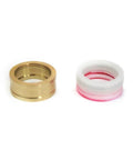 Waterjet seal assembly parts: brass seal ring and white plastic seal with red gasket (2 pieces)