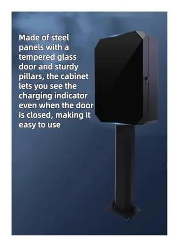 Heavy Duty Ev Charger Lock Box With Floor Stand Outdoor Protective Shell kickproof legit security vault for electric vehicle plugs with glass door