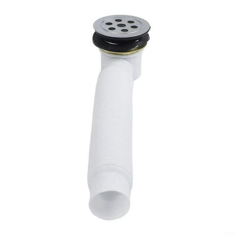 7-Hole Bathtub Drain Pipe Zinc Alloy ABS White(Drainer + Pipe) with chrome cover and flexible pipe for efficient drainage.