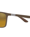 RB4385 Liteforce Rectangular Sunglasses With Ultra Light Matte Brown Frames And Brown Mirrored Gold Polarized Lenses side view