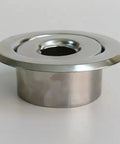 Built Tough Fire Sprinkler Trim Ring Escutcheon Plate In Glossy Chrome Finish Fits Half Inch Standard Pipes, side view showing design and material.