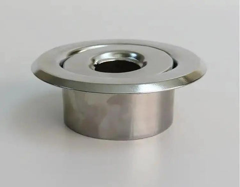 Built Tough Fire Sprinkler Trim Ring Escutcheon Plate In Glossy Chrome Finish Fits Half Inch Standard Pipes, side view showing design and material.