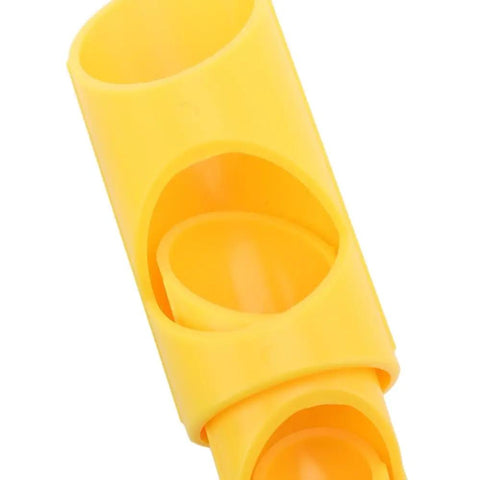Close-up of yellow ABS cutting guide from Six Piece Foam Pipe Cutter Tool Kit With ABS Insulation Cutting Guide Fixture for precise cuts.