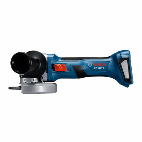 18V Brushless X-Lock 4-1/2 In Angle Grinder Bare Tool With Slide Switch, Ergonomic Narrow Grip shown from side view