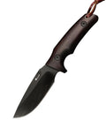 Fixed Blade Knife With Rosewood Handle And Leather Sheath For Outdoor Use VG10 Steel Blade 3.74 Inch Cutting Edge 230mm Overall