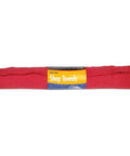 Rolled pack of red 14x14 inch cotton shop towels with label, fully hemmed, machine washable for auto shop, garage, and home use.