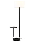 Tray Table Floor Lamp With White Drum Fabric Shade In Blackened Bronze Finish 65 Inches Tall Modern Sleek Lighting For Living Room Or Office