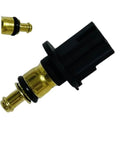 Coolant temperature sensor with brass probe and black connector, close-up view for Jeep/Dodge/Chrysler vehicles