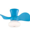 Ceiling Fan with Light 22 Inch 3 Blades Low Noise for Bedroom Living Room, blue blades and white globe light design.
