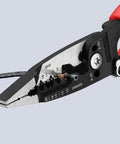 Close-up of Knipex Forged Wire Stripper 13 72 8 8 Inch Heavy Duty Tool for Solid and Stranded Wire 10 to 20 AWG with shear blades