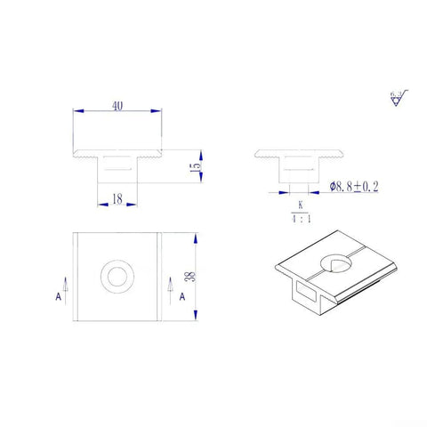 4 Pack Aluminum Alloy Solar Panel Mounting Bracket Clips With Wing Nuts Heavy Duty Roof Attachment Hardware technical drawing dimensions