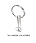 Marine Grade 316 Stainless Steel Quick Release Pin For Bimini Top 0.25 Inch Diameter 1.5 Inch Overall Length 1 Inch Usable Length Saltwater Ready Spring Loaded Ball 2 Pack Boat Gear with ring