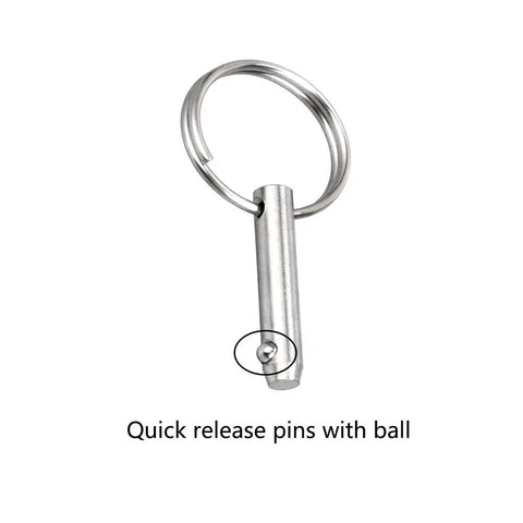 Marine Grade 316 Stainless Steel Quick Release Pin For Bimini Top 0.25 Inch Diameter 1.5 Inch Overall Length 1 Inch Usable Length Saltwater Ready Spring Loaded Ball 2 Pack Boat Gear with ring