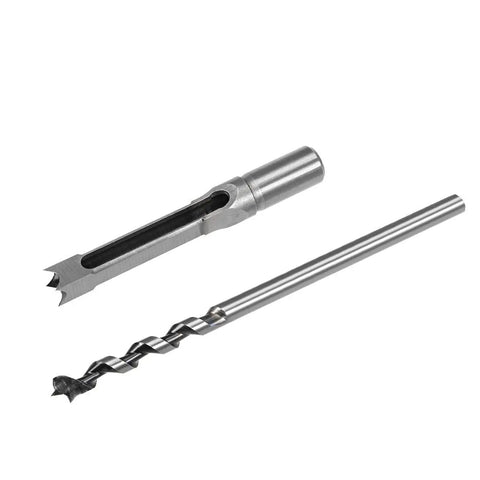 Half Inch Square Hole Drill Bit Featuring Hollow Chisel Mortiser Design And Carbon Steel Auger Spur Cutter on white background