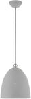 Nordic Gray Pendant Light With Brushed Nickel Accents, Ornamental Metal Shade With White Interior, 5.125 Inch Canopy