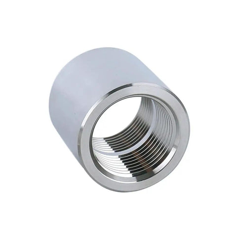 Heavy Duty 304 Stainless Steel Pipe Coupling 1.25 Inch F NPT To F NPT Threaded Connector close-up view showcasing threads.